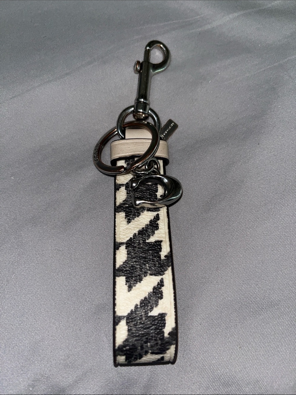 Coach  Black & White Houndstooth Key Fob w/clip